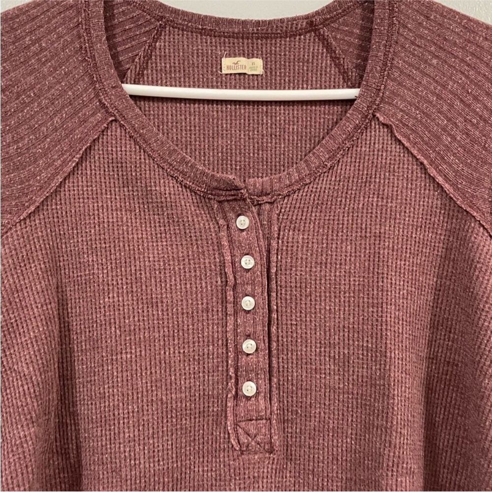 Hollister Mauve Waffle Knit Long Sleeve Shirt - Picture 2 of 6